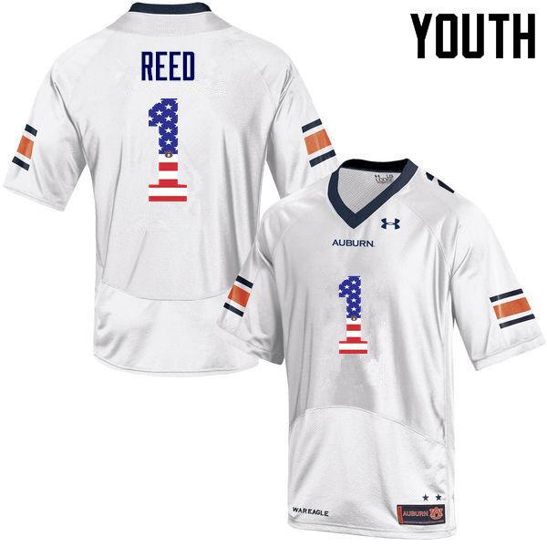 Youth #1 Trovon Reed Auburn Tigers USA Flag Fashion College Football Jerseys-White - Click Image to Close